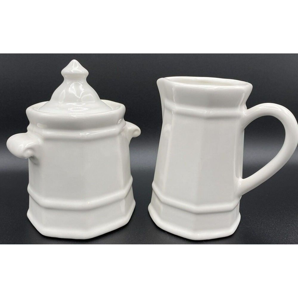 Pfaltzgraff Heritage White Cream‎ & Sugar Bowl w Lid Set ##